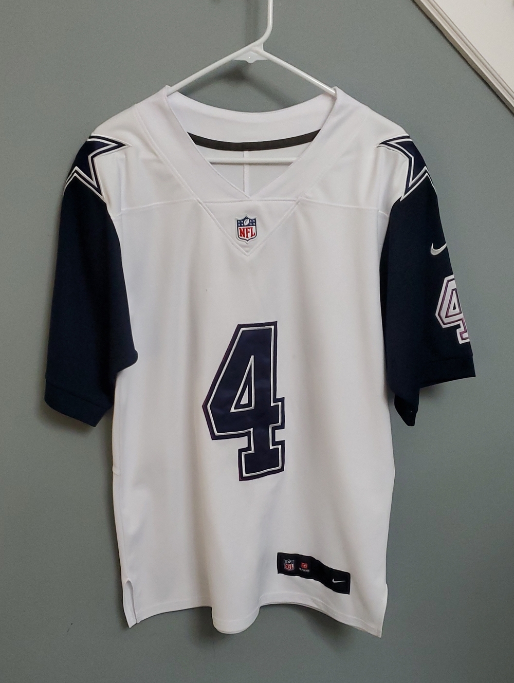 Nike Dallas Cowboys #4 PRESCOTT White & Navy Game Jersey (sz S/M)